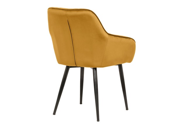Chaise TURIN velours jaune moutarde avec accoudoirs - Lot de 2