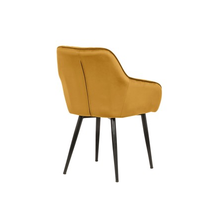 Chaise TURIN velours jaune moutarde avec accoudoirs - Lot de 2
