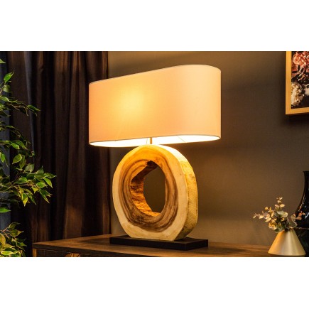 Lampe de table ORGANIC ARTWORK bois massif et lin beige 2