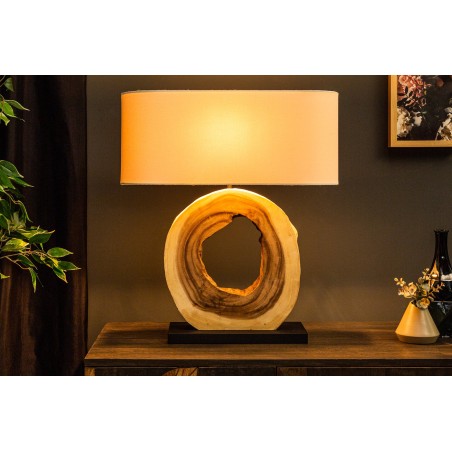 Lampe de table ORGANIC ARTWORK bois massif et lin beige