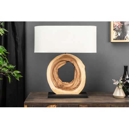 Lampe de table ORGANIC ARTWORK bois massif et lin beige