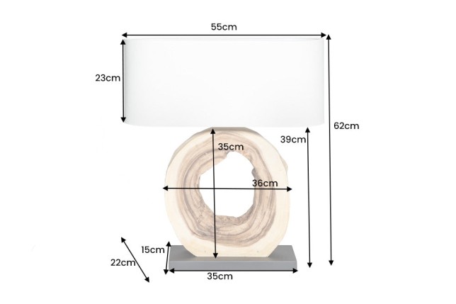 Lampe de table ORGANIC ARTWORK bois massif et lin beige