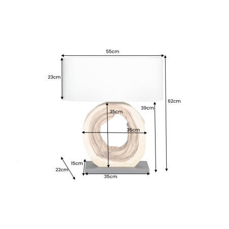 Lampe de table ORGANIC ARTWORK bois massif et lin beige