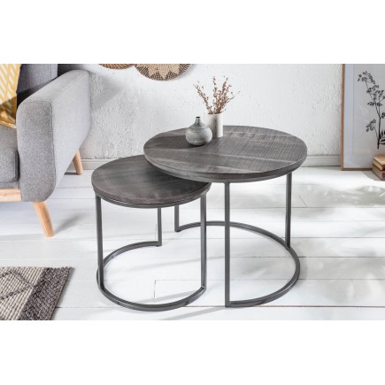 Table d'appoint ELEMENTS lot de 2 acacia gris