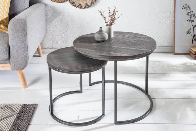 Table d'appoint ELEMENTS lot de 2 acacia gris