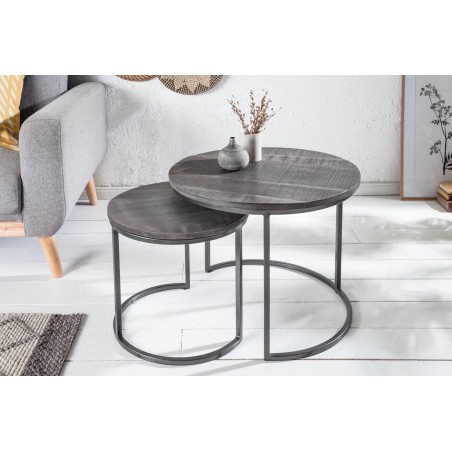 Table d'appoint ELEMENTS lot de 2 acacia gris