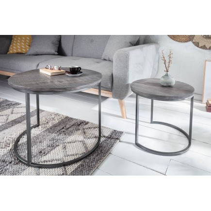 Table d'appoint ELEMENTS lot de 2 acacia gris 2