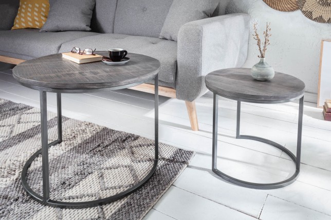 Table d'appoint ELEMENTS lot de 2 acacia gris