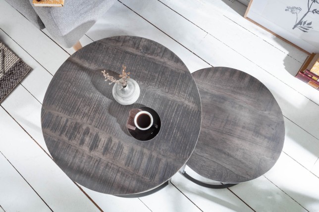 Table d'appoint ELEMENTS lot de 2 acacia gris