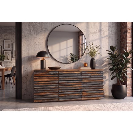 Buffet RELIEF 160cm Sheesham Massif Finition Fumée Grise 2
