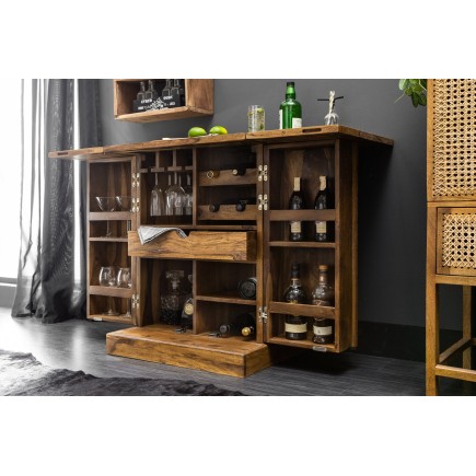 Bar cabinet MOSAICO 130cm sheesham massif naturel
