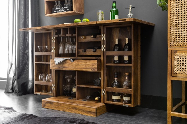 Bar cabinet MOSAICO 130cm sheesham massif naturel