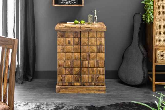 Bar cabinet MOSAICO 130cm sheesham massif naturel