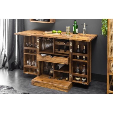 Bar cabinet MOSAICO 130cm sheesham massif naturel