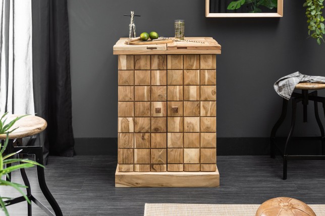 Bar Cabinet MOSAICO 130cm Acacia Massif Naturel