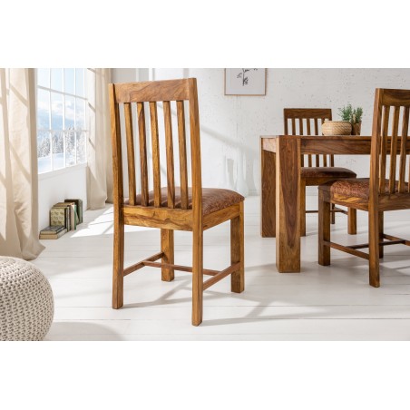 Chaise MAKASSAR sheesham et microfibre - Lot de 2