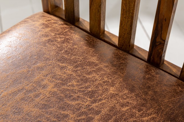 Chaise MAKASSAR sheesham et microfibre - Lot de 2