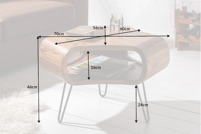 Table basse ORGANIC LIVING 70cm Sheesham Massif Naturel