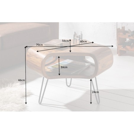 Table basse ORGANIC LIVING 70cm Sheesham Massif Naturel