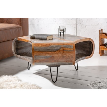 Table basse ORGANIC LIVING 80cm sheesham massif gris 2