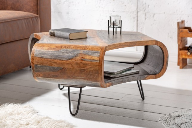 Table basse ORGANIC LIVING 80cm sheesham massif gris