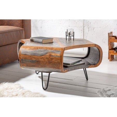 Table basse ORGANIC LIVING 80cm sheesham massif gris