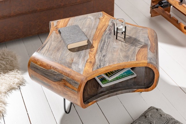 Table basse ORGANIC LIVING 80cm sheesham massif gris