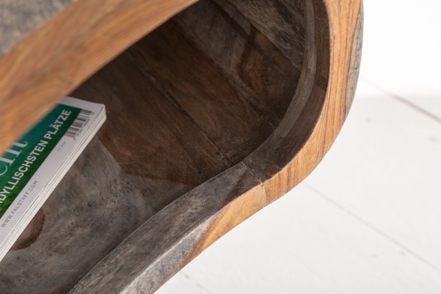 Table basse ORGANIC LIVING 80cm sheesham massif gris