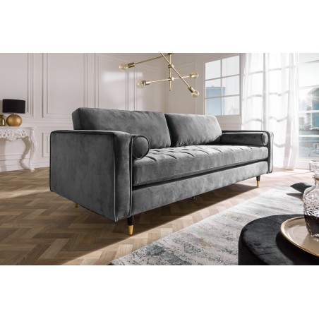 Canapé COZY VELVET 220cm 3 places velours gris