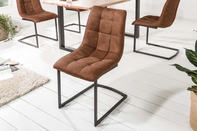 Chaise cantilever MIAMI microfibre brune - Lot de 2