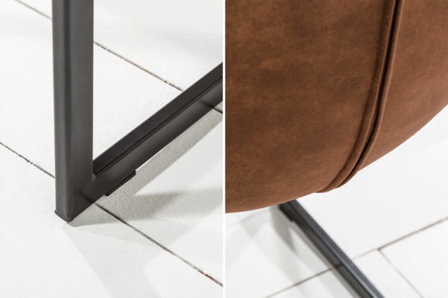 Chaise cantilever MIAMI microfibre brune - Lot de 2