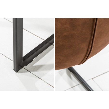 Chaise cantilever MIAMI microfibre brune - Lot de 2