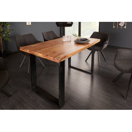Table à manger IRON CRAFT 140cm Sheesham massif - Pieds U métal