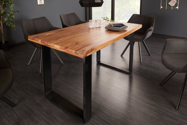 Table à manger IRON CRAFT 140cm Sheesham massif - Pieds U métal