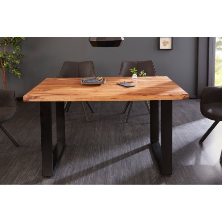 Table à manger IRON CRAFT 140cm Sheesham massif - Pieds U métal