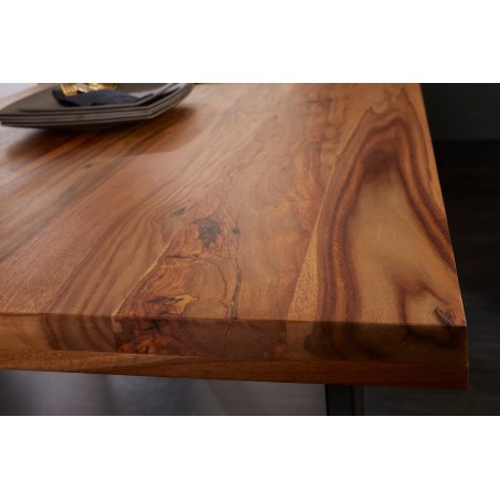 Table à manger IRON CRAFT 140cm Sheesham massif - Pieds U métal