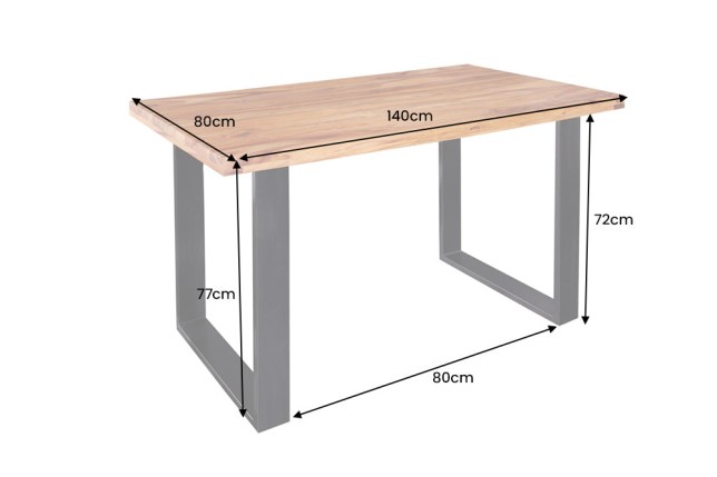 Table à manger IRON CRAFT 140cm Sheesham massif - Pieds U métal