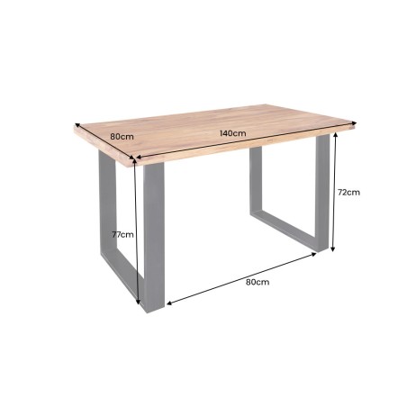 Table à manger IRON CRAFT 140cm Sheesham massif - Pieds U métal