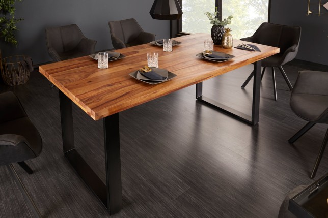 Table à manger IRON CRAFT 160cm sheesham massif naturel