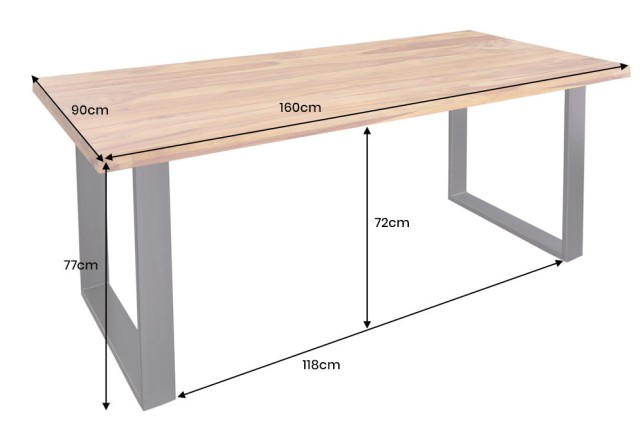 Table à manger IRON CRAFT 160cm sheesham massif naturel