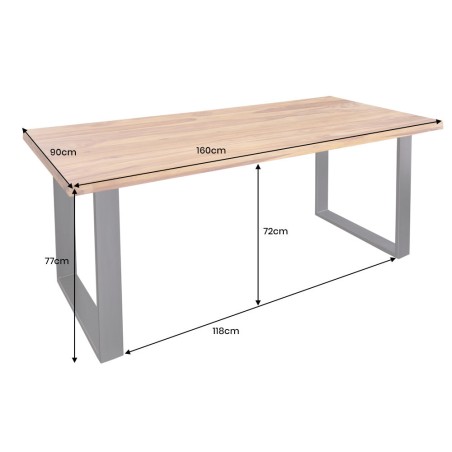Table à manger IRON CRAFT 160cm sheesham massif naturel