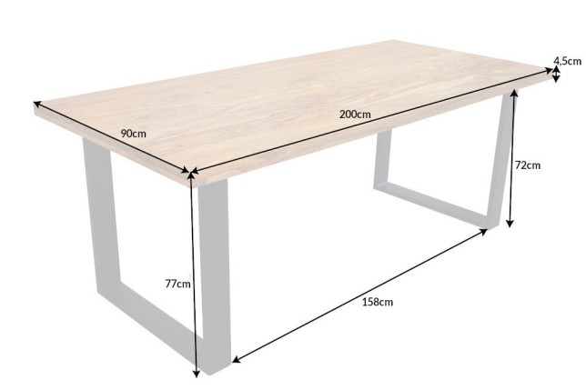 Table à manger IRON CRAFT 200cm sheesham massif