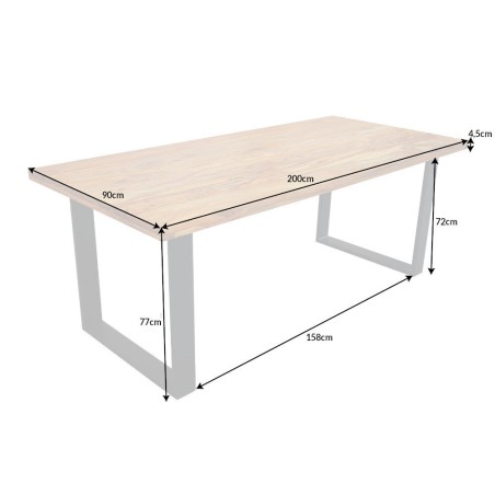 Table à manger IRON CRAFT 200cm sheesham massif