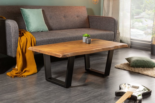 Table basse MAMMUT 110cm Acacia Massif Pieds Métal