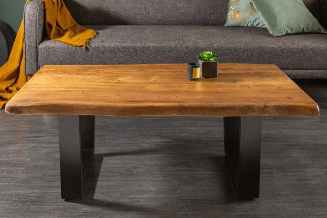 Table basse MAMMUT 110cm Acacia Massif Pieds Métal