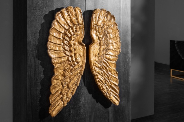 Buffet haut ANGEL 140cm manguier noir & ailes dorées