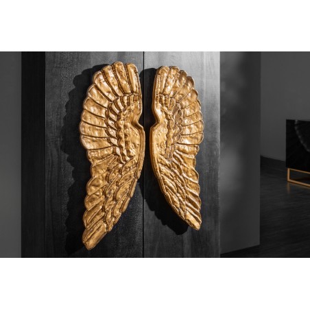 Buffet haut ANGEL 140cm manguier noir & ailes dorées