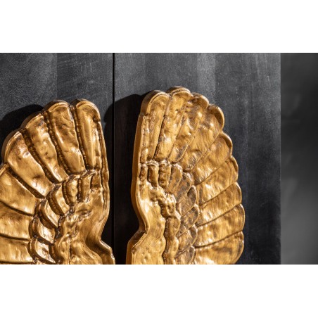 Buffet haut ANGEL 140cm manguier noir & ailes dorées