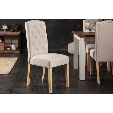 Chaise CASTLE beige tissu texturé chesterfield - lot de 2 2