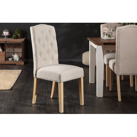 Chaise CASTLE beige tissu texturé chesterfield - lot de 2